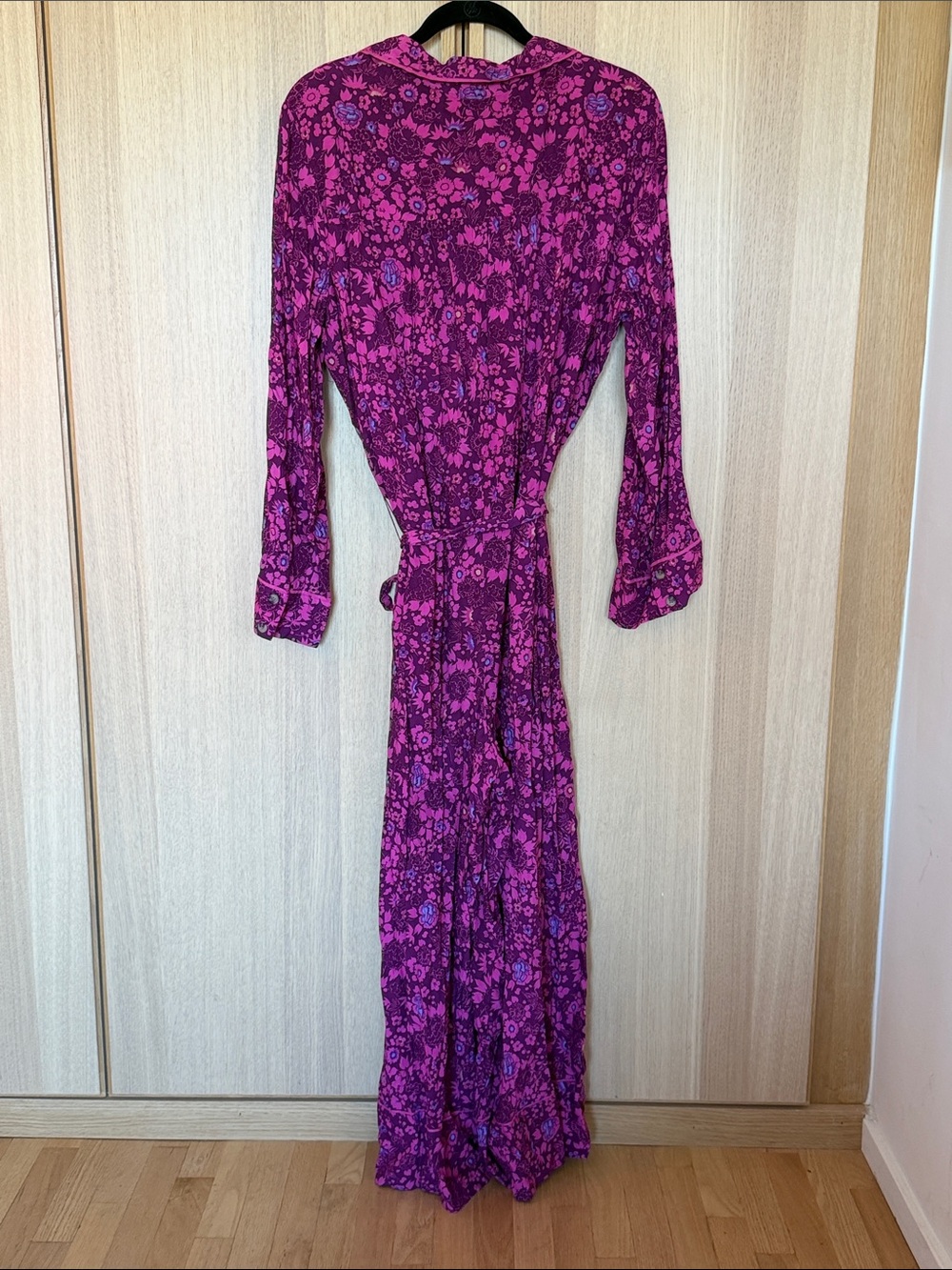 Anthropologie - Fuchsia and Purple Floral Button-Front Jumpsuit - Picture 7 of 9